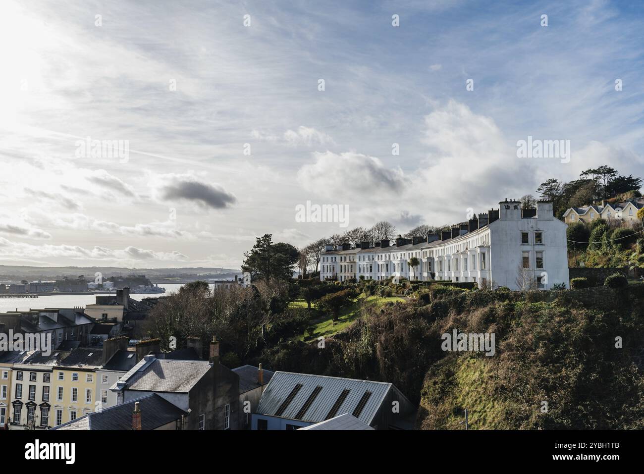 Picturesque view of row houses in Cobh, a small Irish coastal town Stock Photo