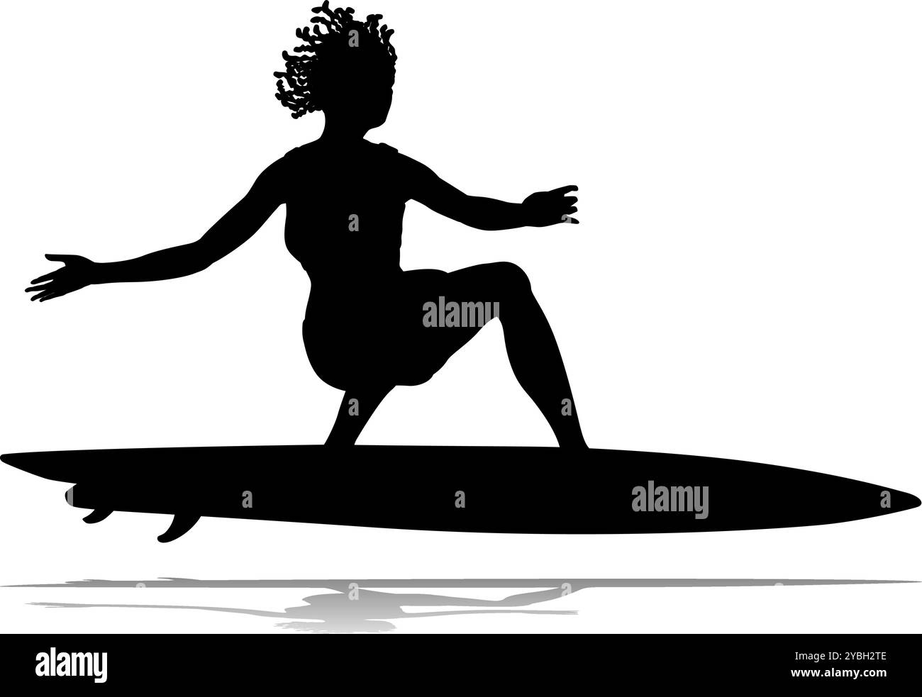 Woman Surfer Surfboard Female Surfer Silhouette Stock Vector Image ...