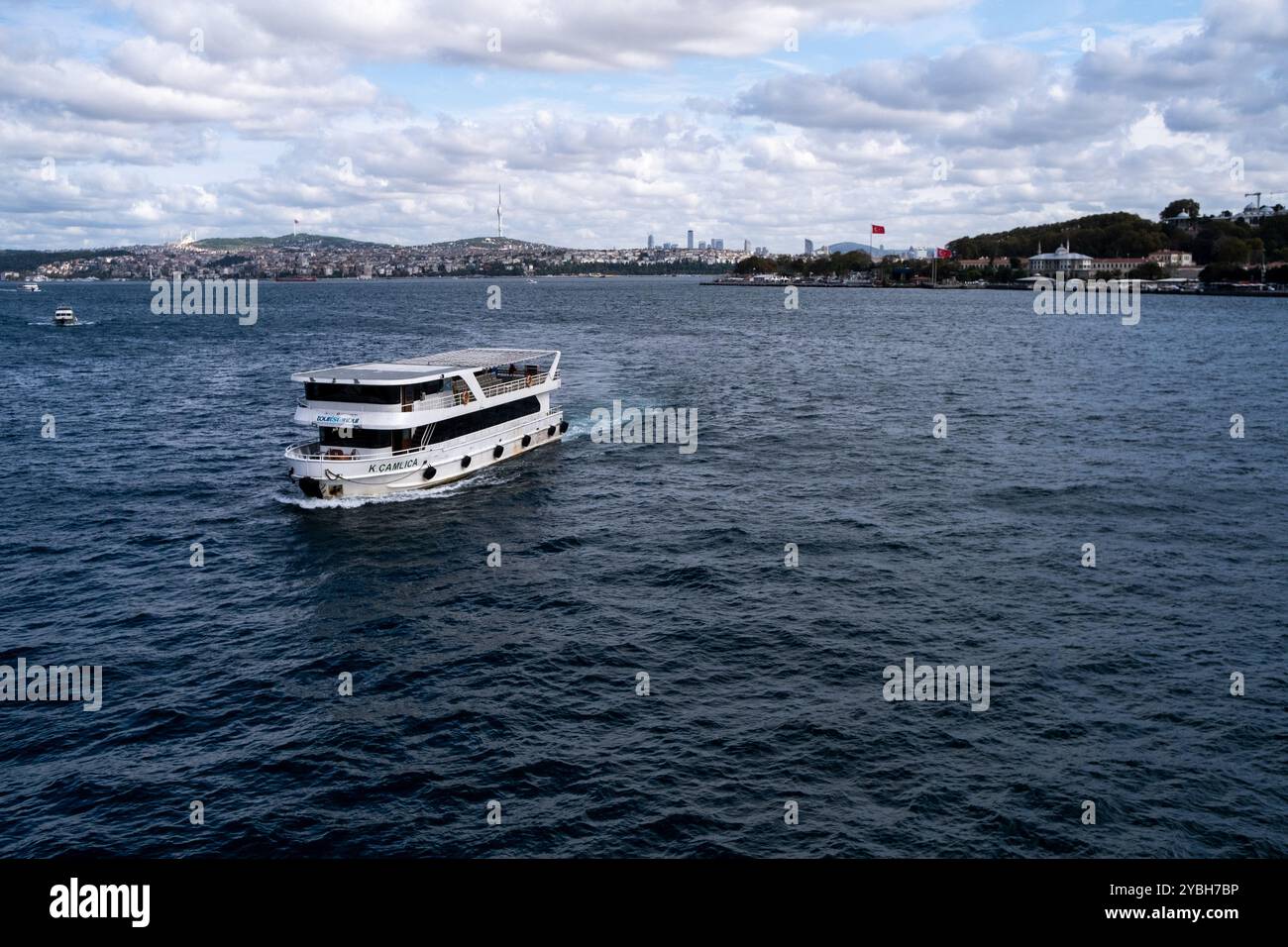 Boat cruise on the Bosphorus strait in Istanbul, the economic capital ...