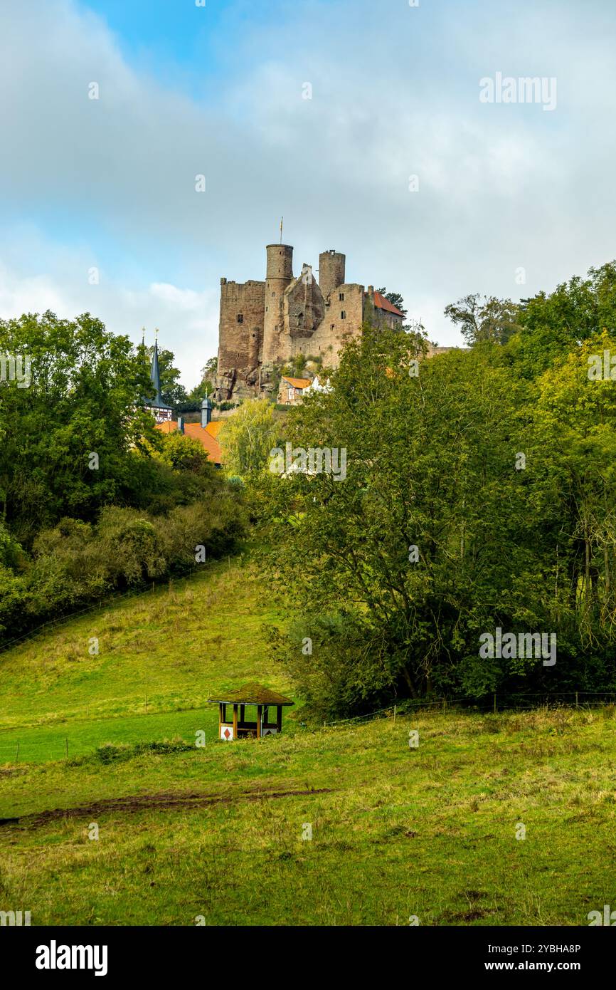 Travelling along the state border between Hesse and Thuringia in the beautiful Eichsfeld region to Hanstein Castle near Bornhagen - Thuringia - German Stock Photo