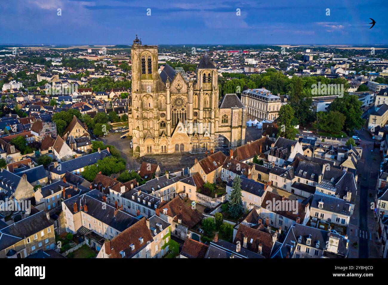 France, Cher (18), Bourges, Aerial View of St Etienne cathedral, UNESCO ...