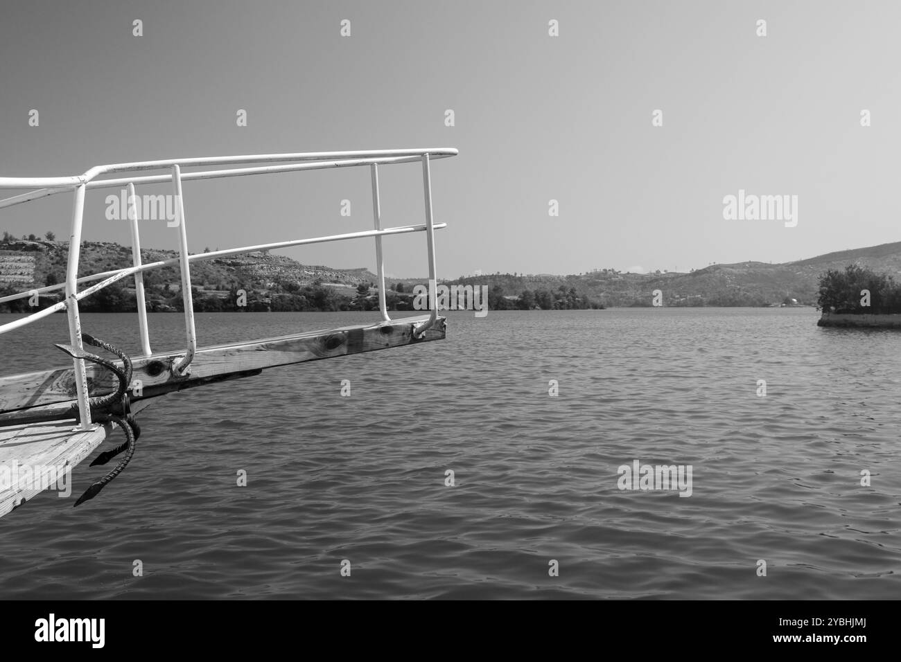 View across tranquil waters Black and White Stock Photos & Images - Alamy
