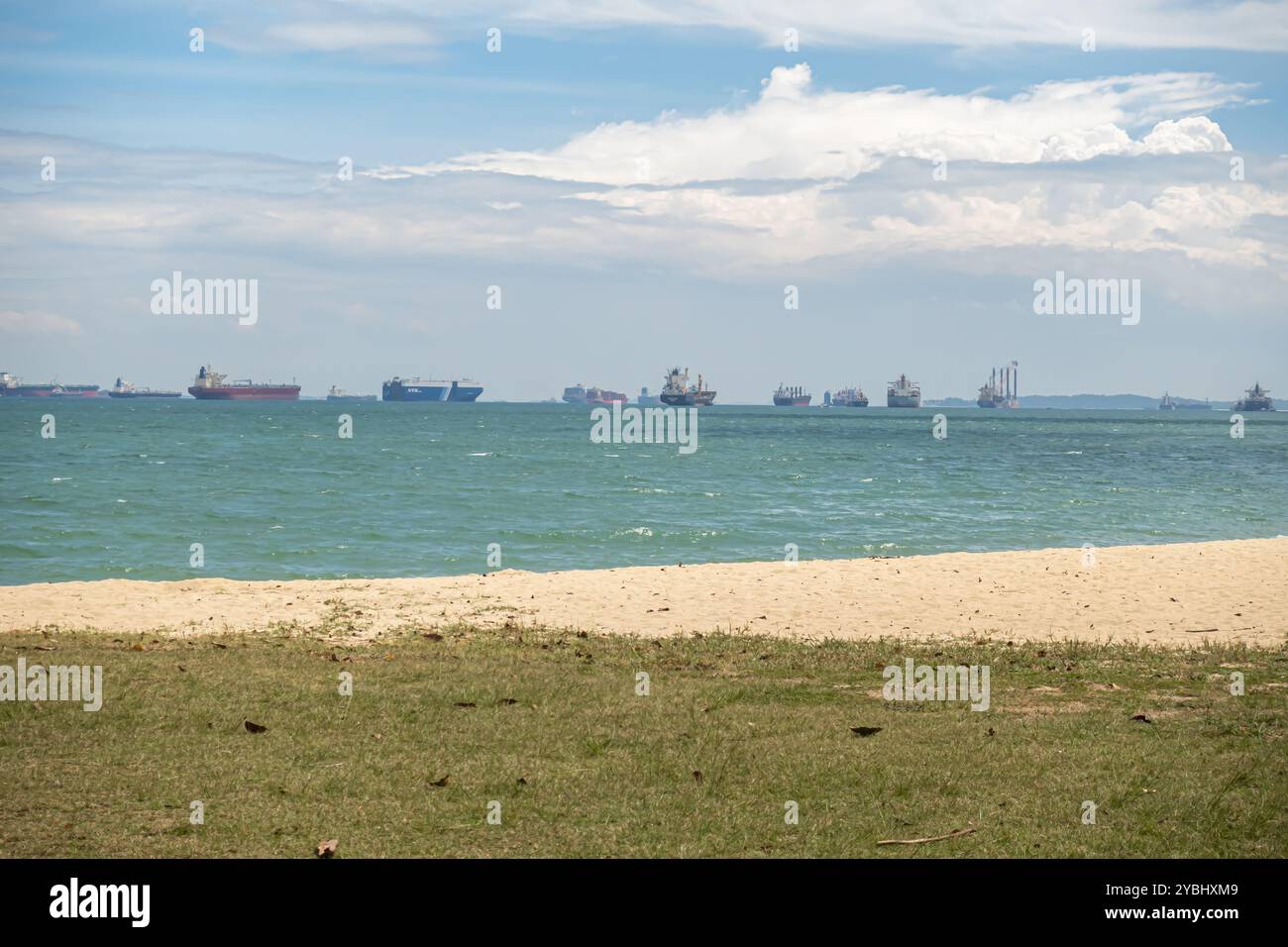 Singapore strait, ships, East Coast Beach, Singapore, Asia Stock Photo