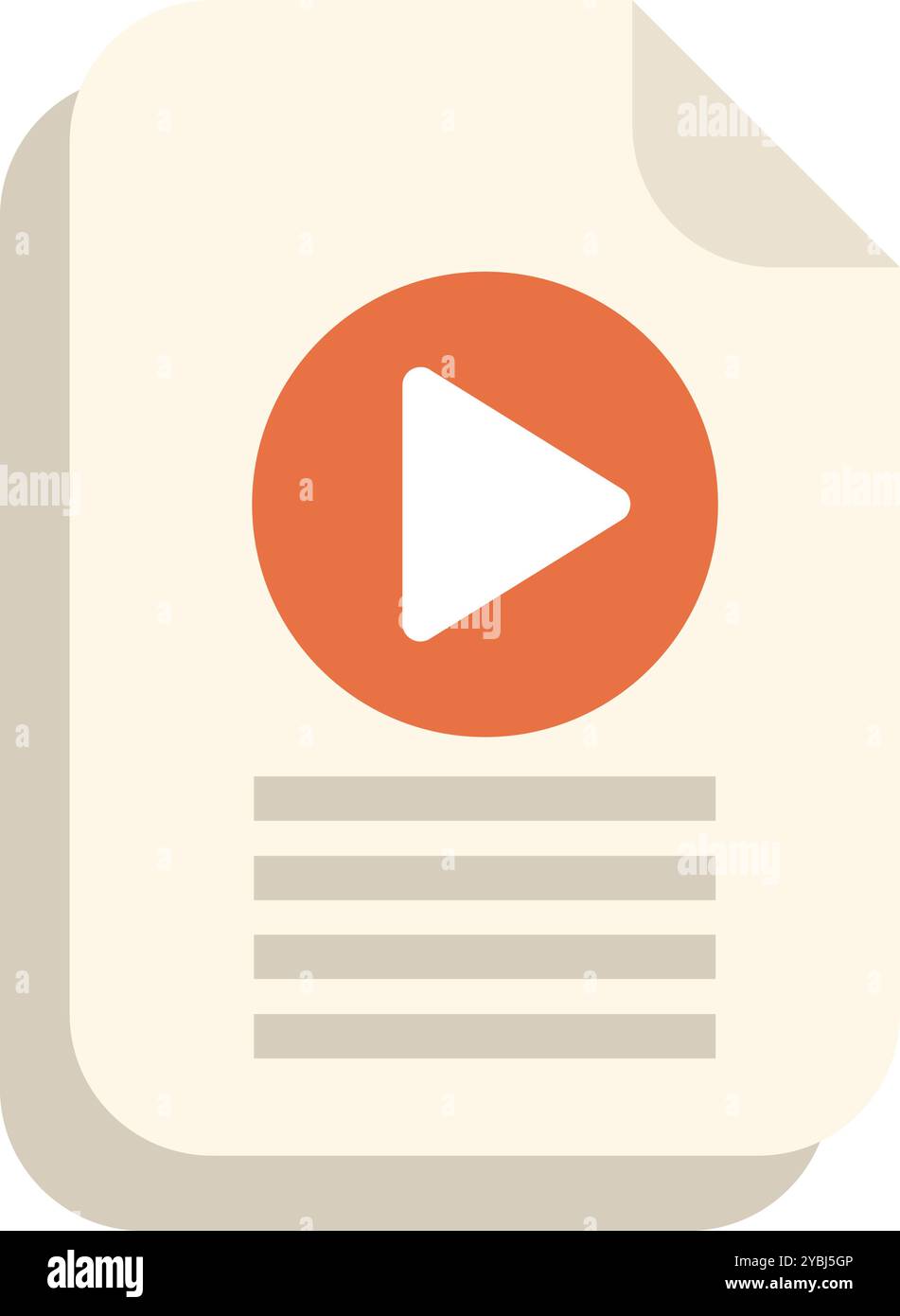 Digital document is showing a video file icon with a play button Stock Vector