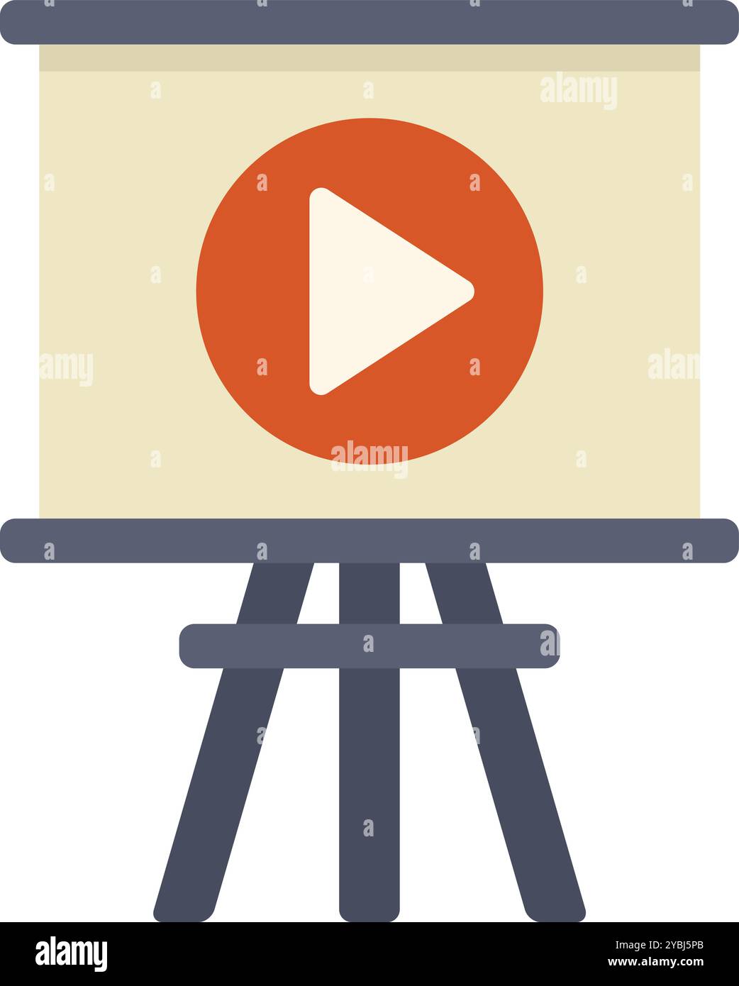 Video player interface with play button displayed on projection screen ...