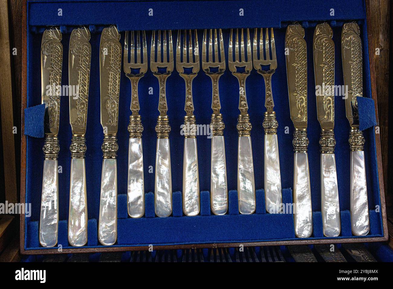 Regalia canteen Service Silver Cutlery Set Stock Photo