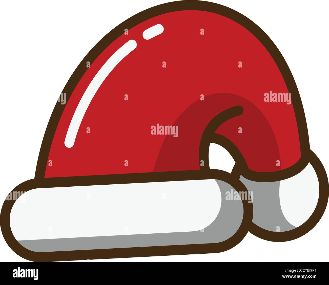 Festive Santa Hat Illustration: Red and White with Bold Outline Stock Vector