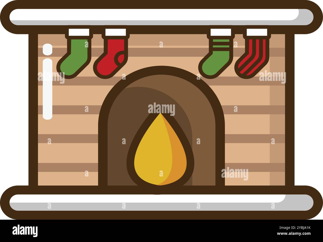 Cozy Christmas Fireplace Icons for Festive Home Decor Stock Vector