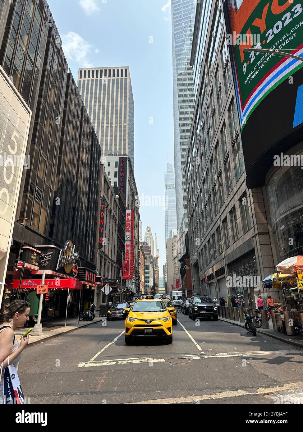 Yellow taxi in NY Stock Photo