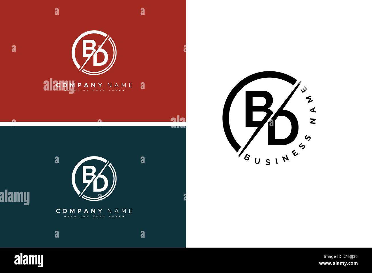 Creative Monogram for Initial Letter BD Logo - Minimal Vector Logo Template for alphabet B & D Stock Vector