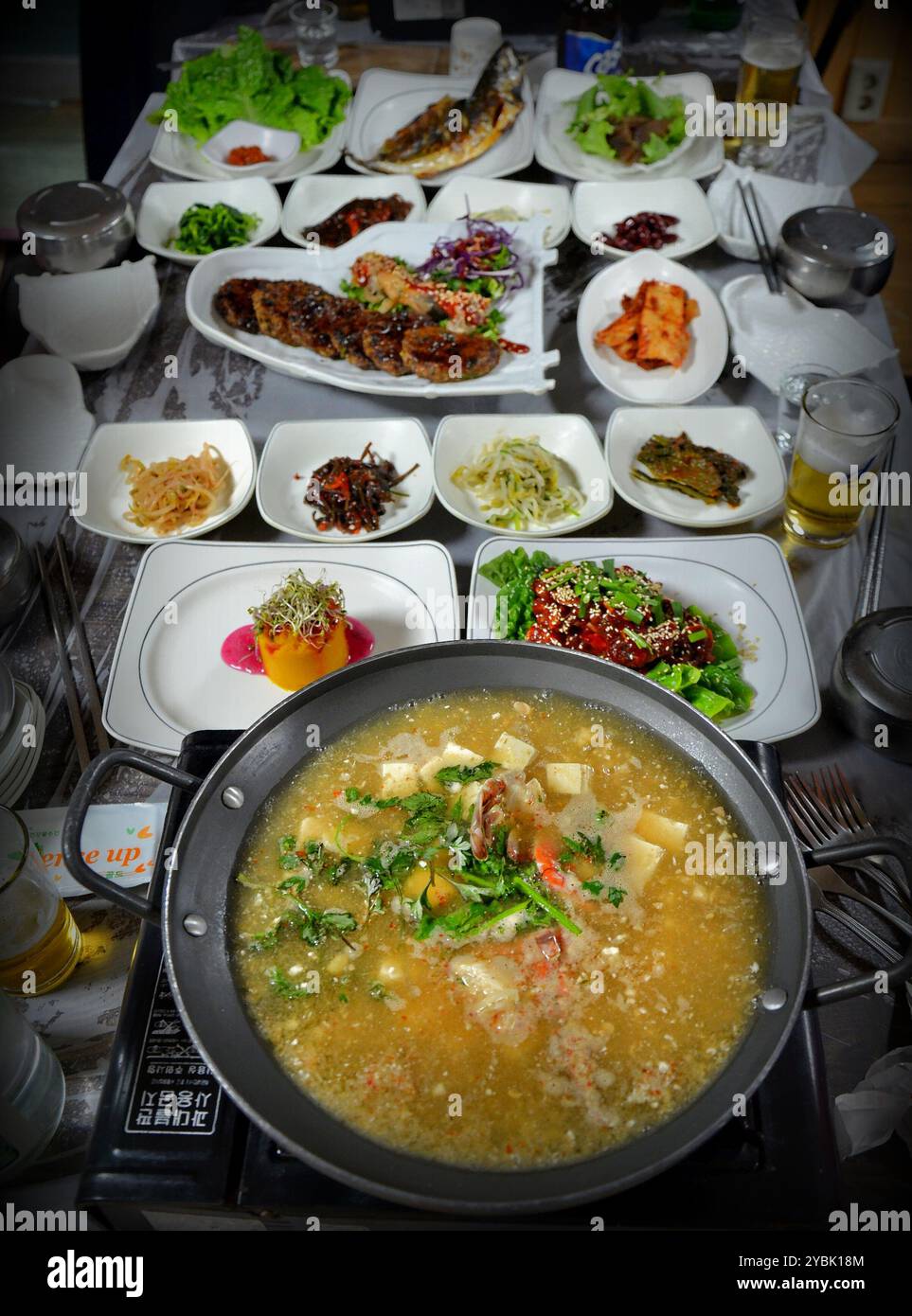 Delicious Korean food in Nagan-myeon, Naganeupseong, Suncheon, Jeollanamdo province, South Korea. Stock Photo