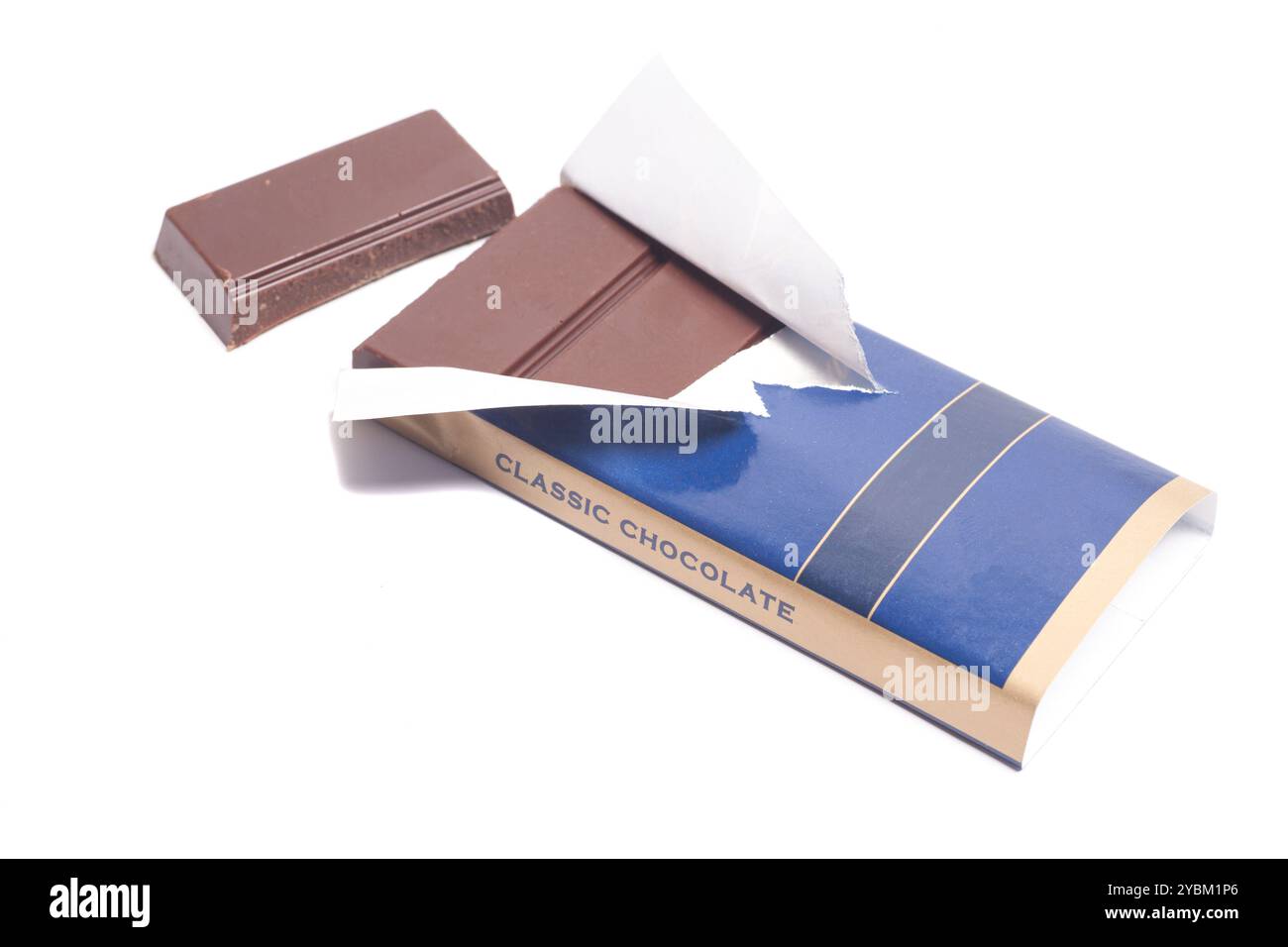 chocolate with foil and wrapper isolated on white background Stock ...