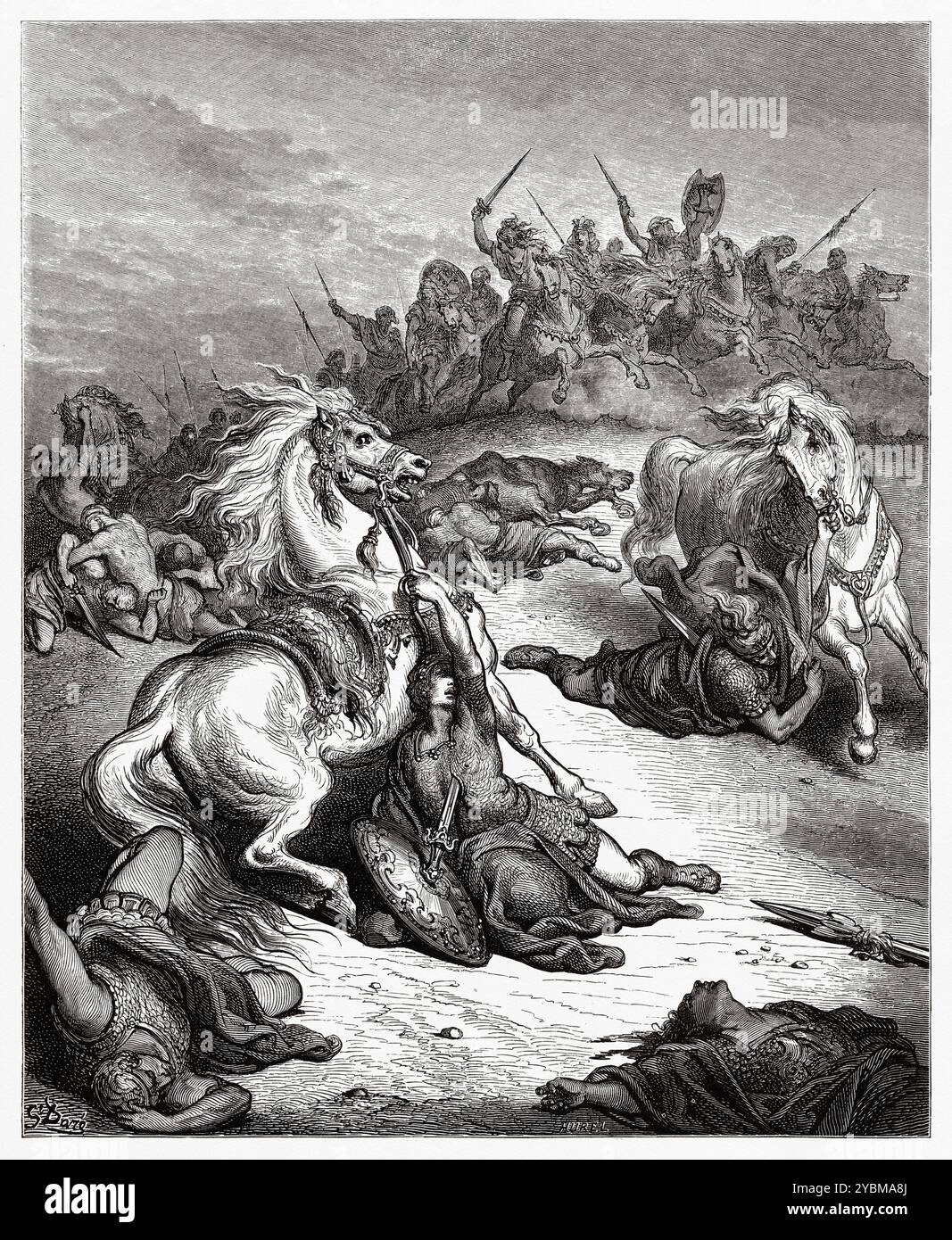 Death Of King Saul Of Israel Old Testament Antique Bible Illustration death-of-king-saul-of-israel-old-testament-antique-bible-illustration
