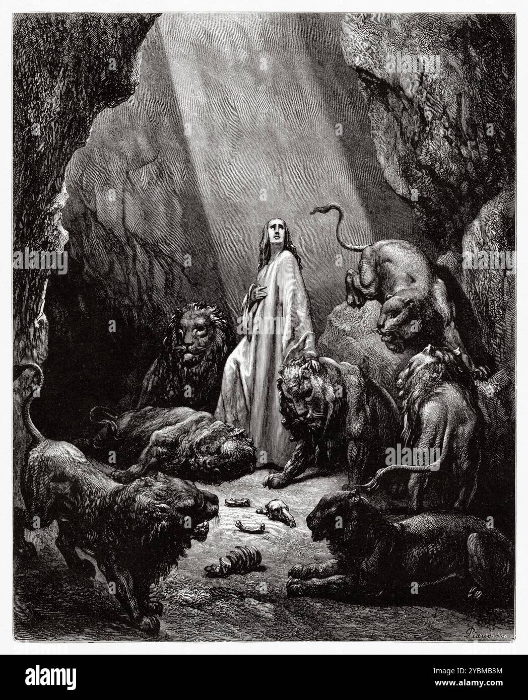Daniel In The Den Of Lions Old Testament Antique Bible Illustration Daniel In The Den Of Lions Old Testament Antique Bible Illustration