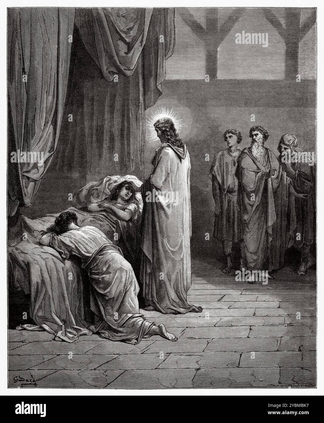 The Raising of Jairus daughter from the dead. New Testament. Antique ...