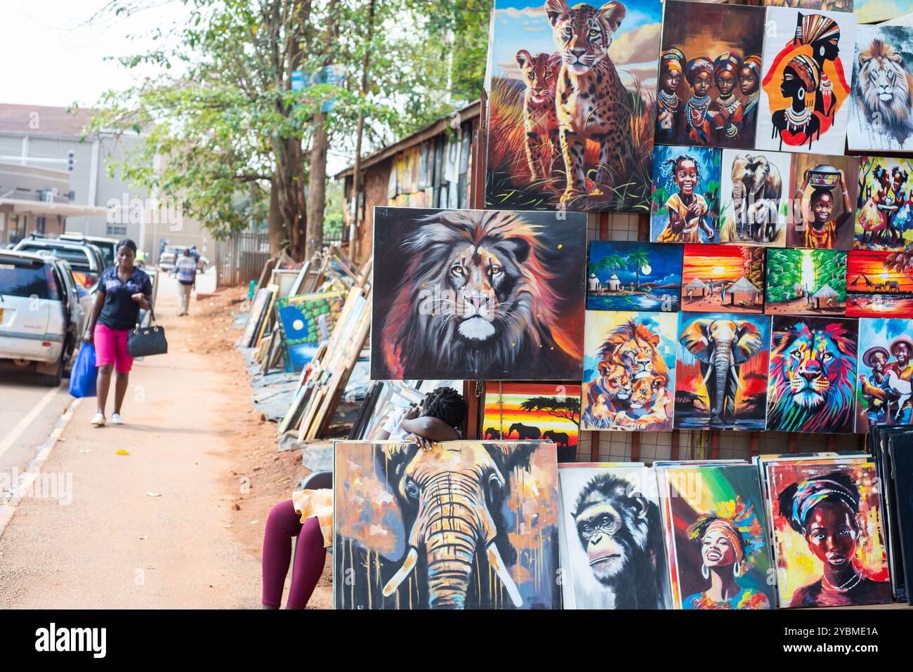 Street art along Buganda Road in Kampala - Uganda Stock Photo