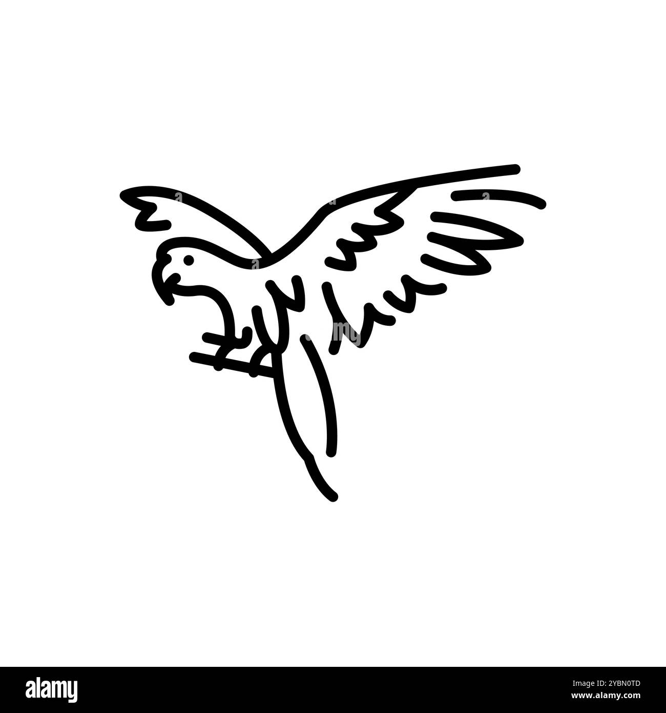 Ara chloropterus color icon. Macaw Ara flying. Editable stroke.Vector ...