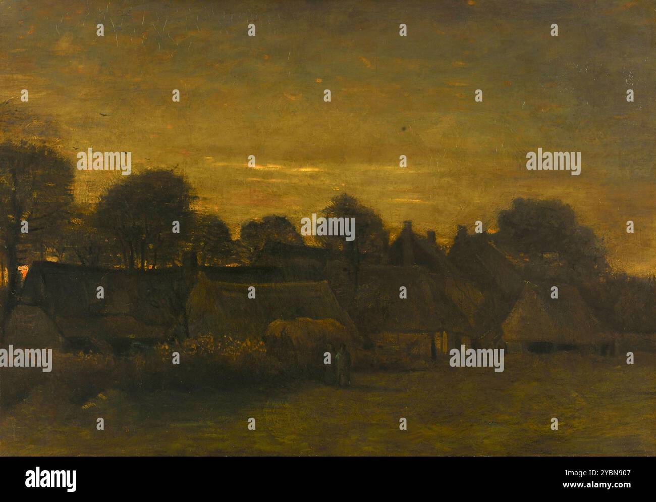 Farming Village at Twilight. Vincent van Gogh. 1884. Stock Photo