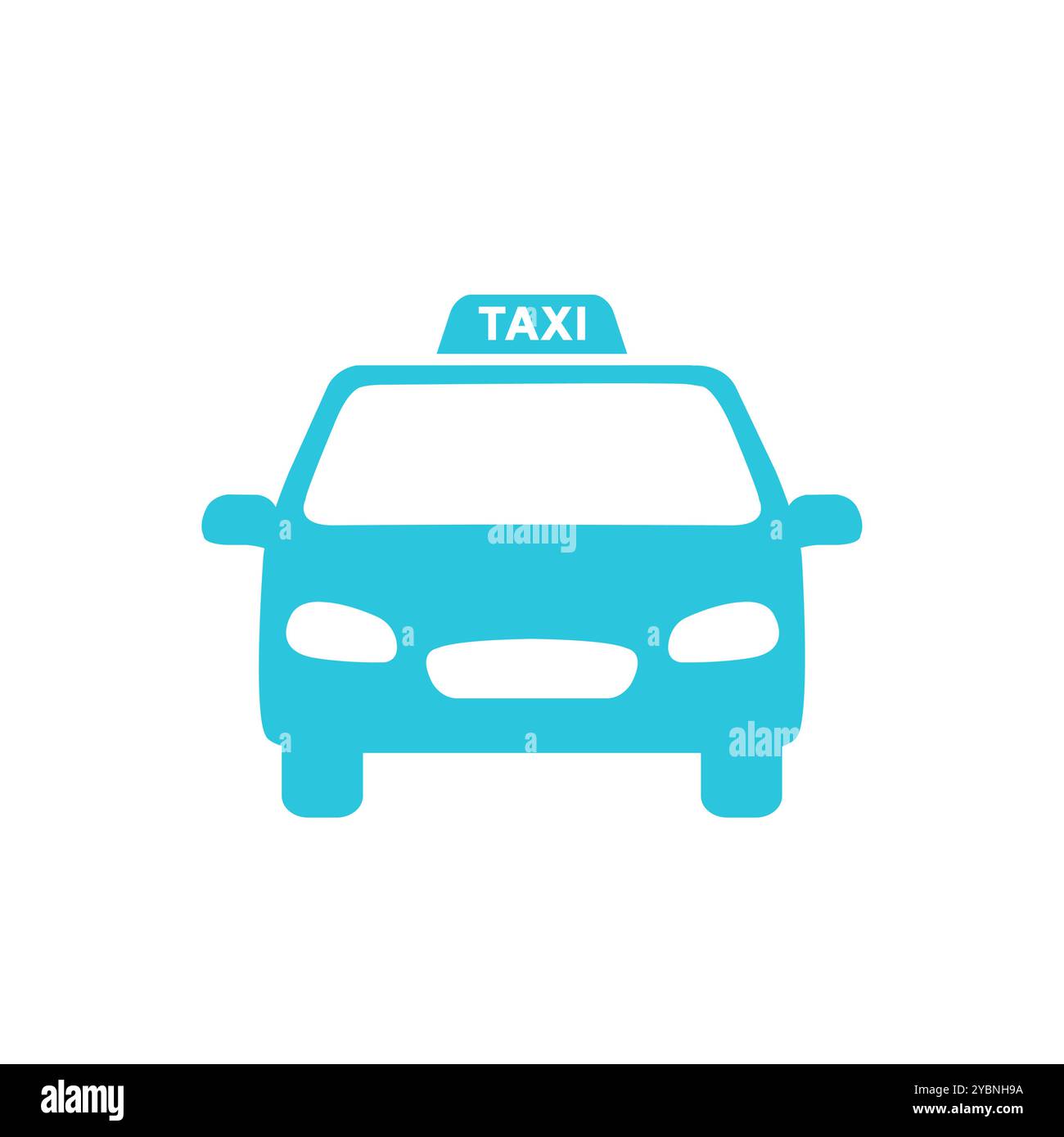 Car taxi cab service icon.  Front view, Isolated on white background. From blue icon set. Stock Vector