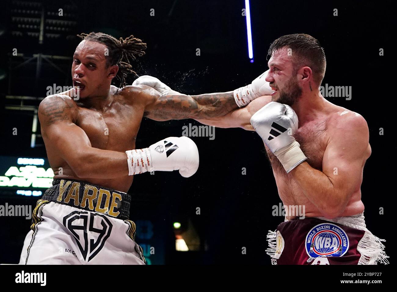 Anthony Yarde (left) in action during the Light-Heavyweight bout ...