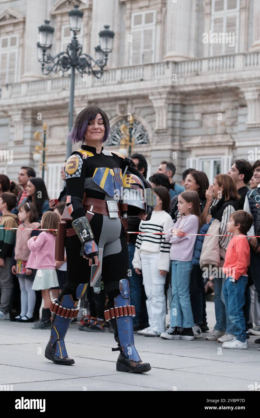 People dressed up during a Star Wars parade in the center of Madrid ...