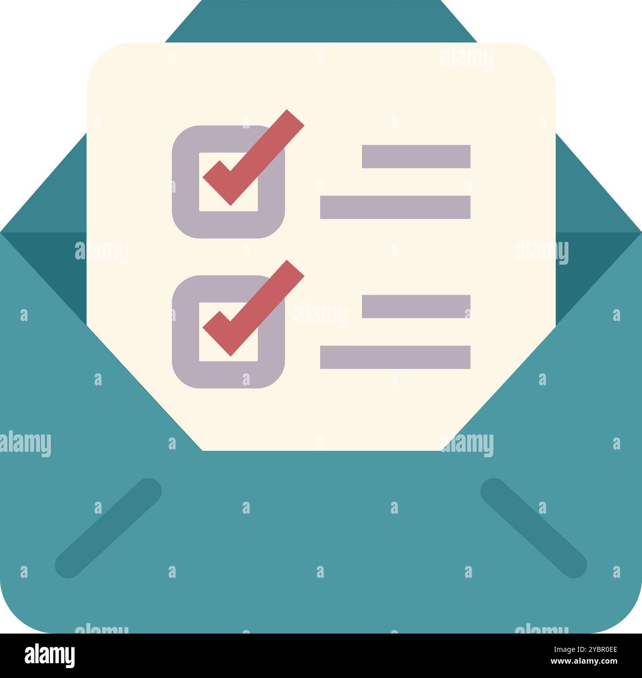 Icon of a checklist inside an envelope is showing a completed task ...