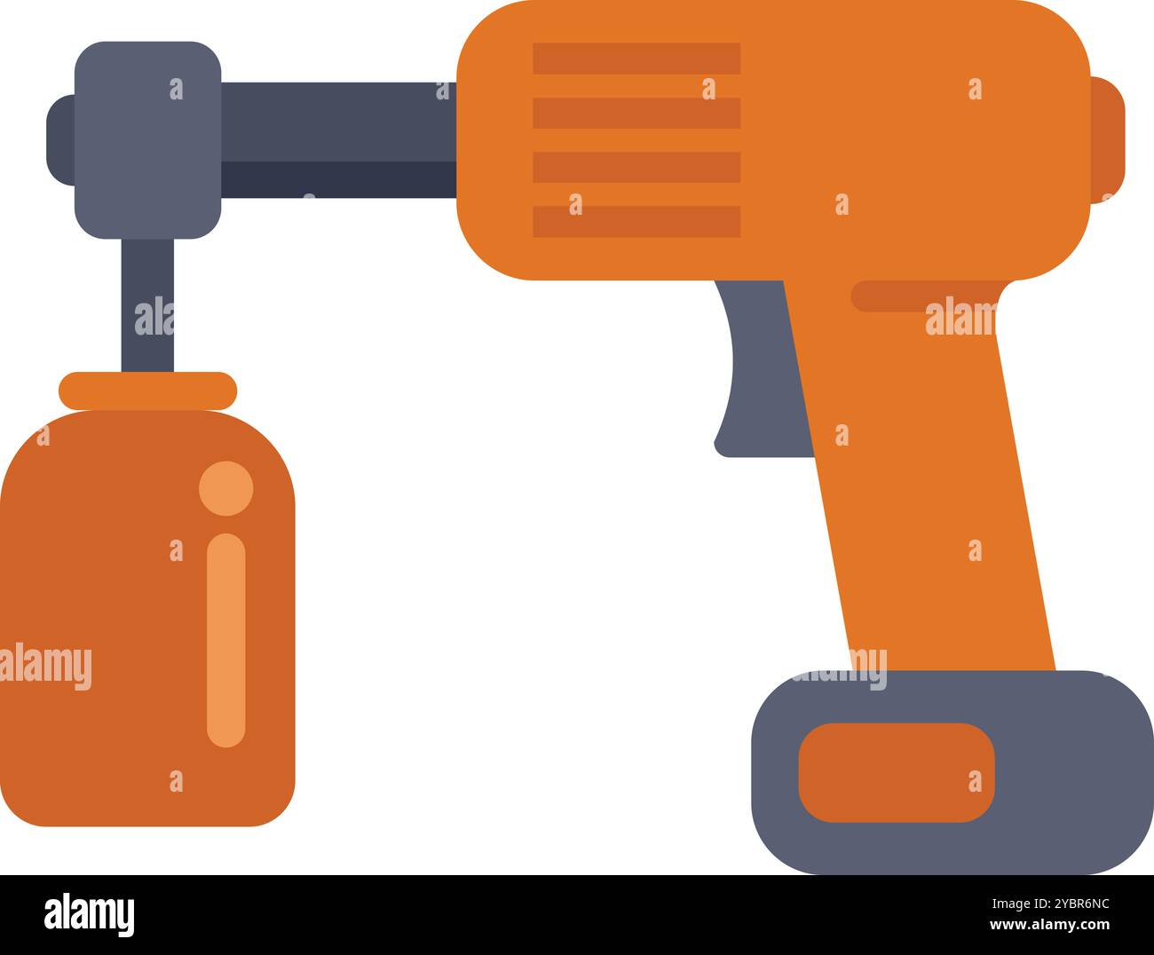 Orange electric caulking gun applying silicone sealant, isolated vector ...