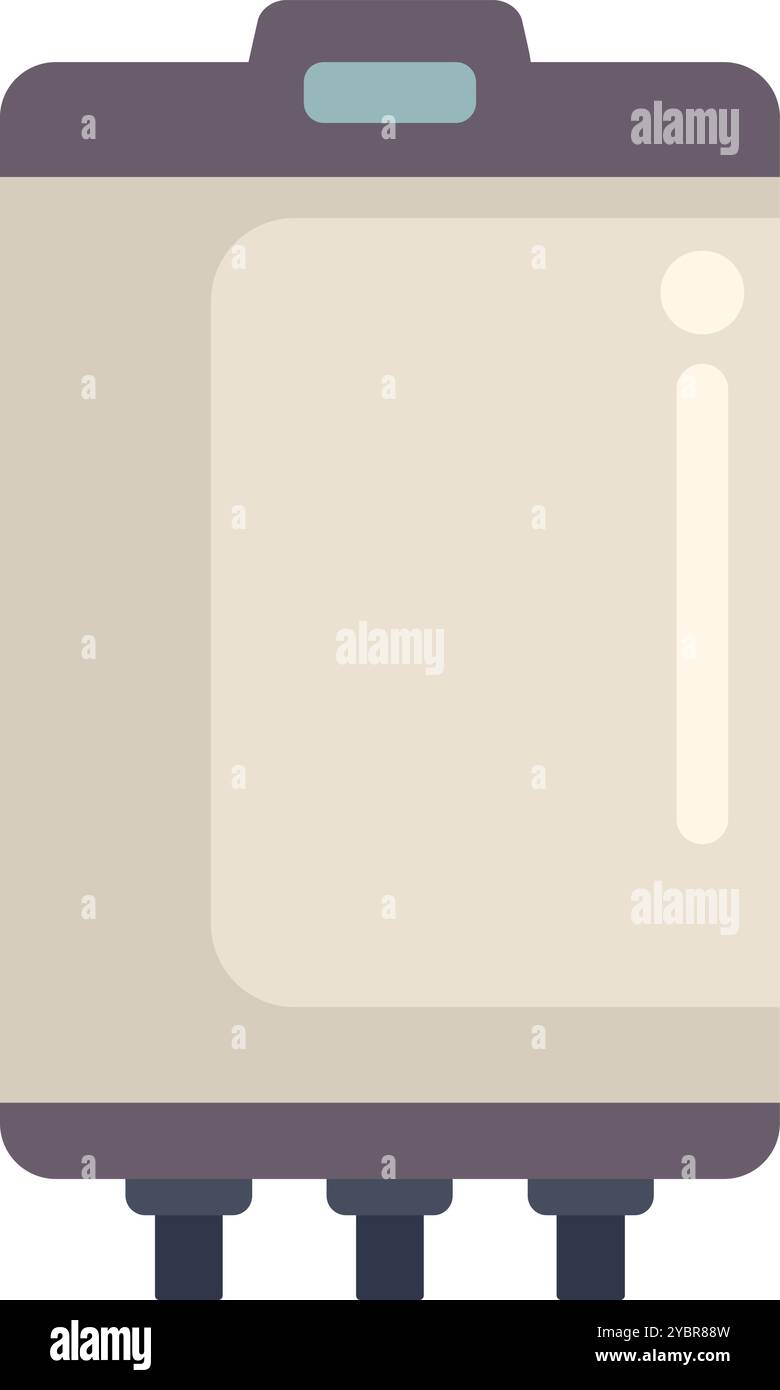 This minimalist vector illustration depicts an electric water heater