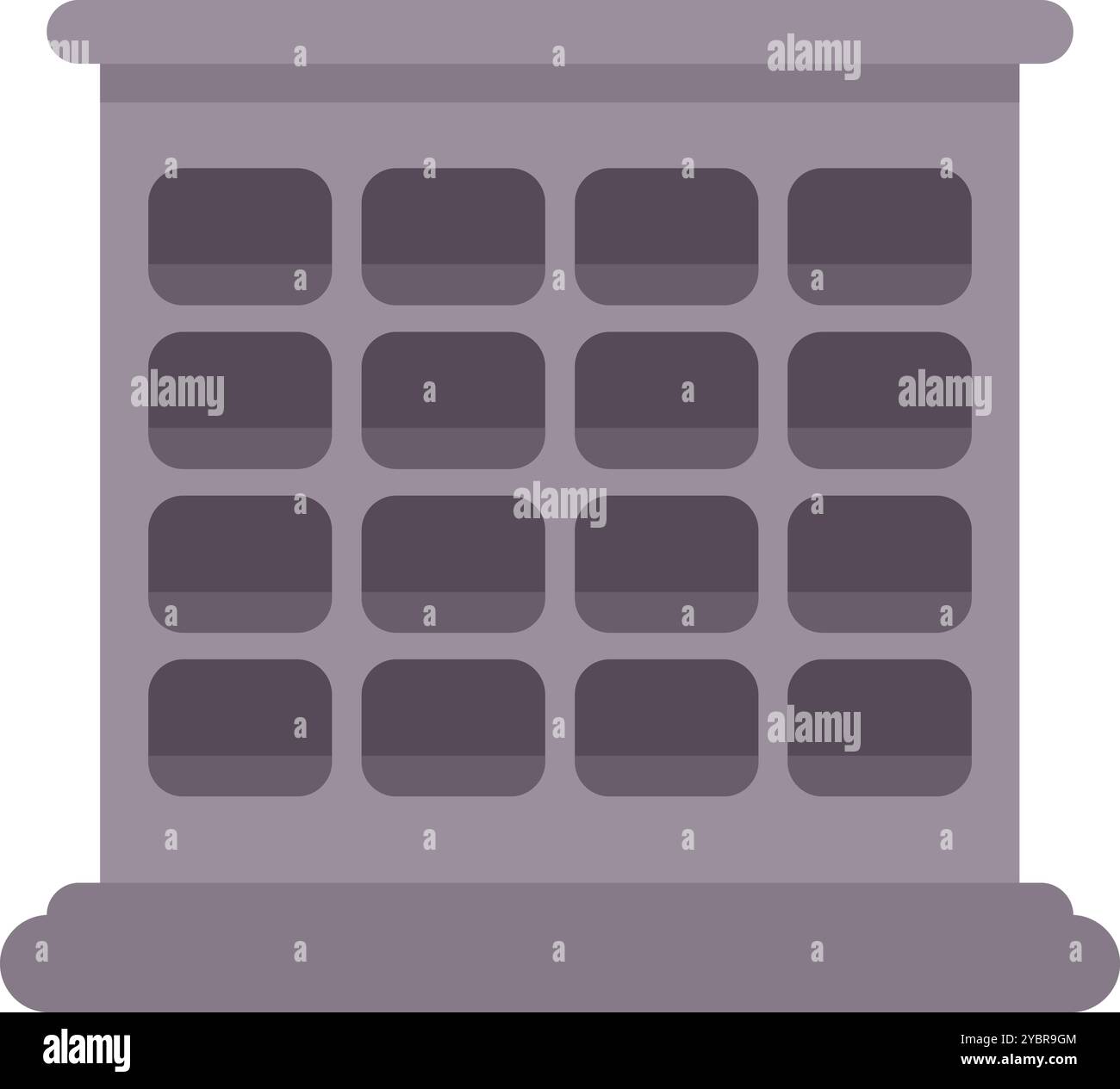 Flat vector illustration featuring a modern multi storey office building facade with many windows Stock Vector
