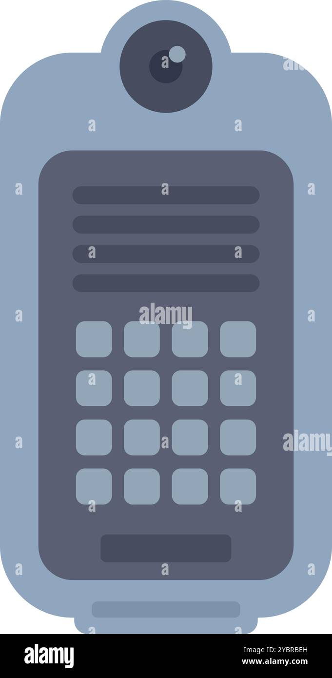 Modern intercom system displaying buttons for communication, featuring a built in camera for enhanced security and convenience Stock Vector