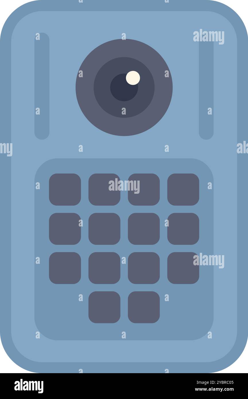 Contemporary intercom system integrating a keypad and camera, providing enhanced security and convenient access control Stock Vector