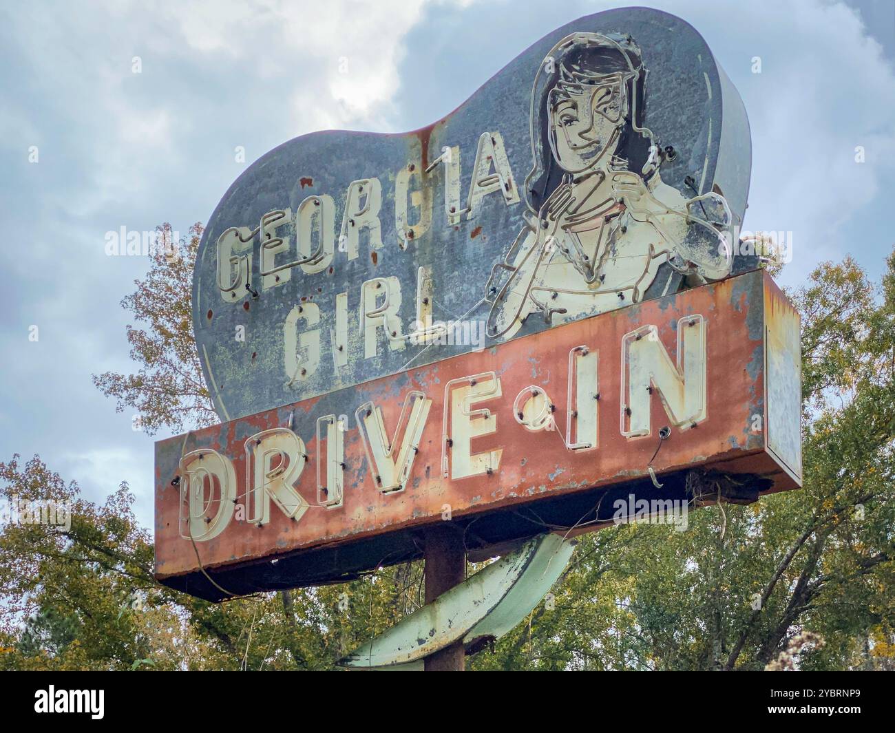 Georgia Girl Hamburger Stand Drive-In Sign, Woodbine, Georgia, USA - Smartphone Captured Stock Image