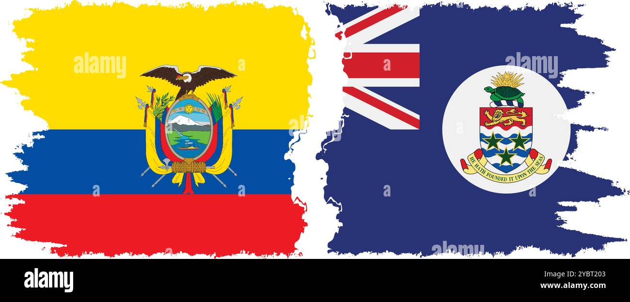Cayman Islands and Ecuador grunge flags connection, vector Stock Vector ...