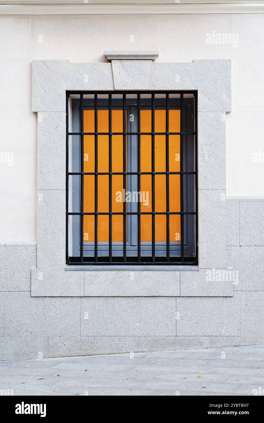 Close-Up Detail of Window with Grille on a White Facade Background ...