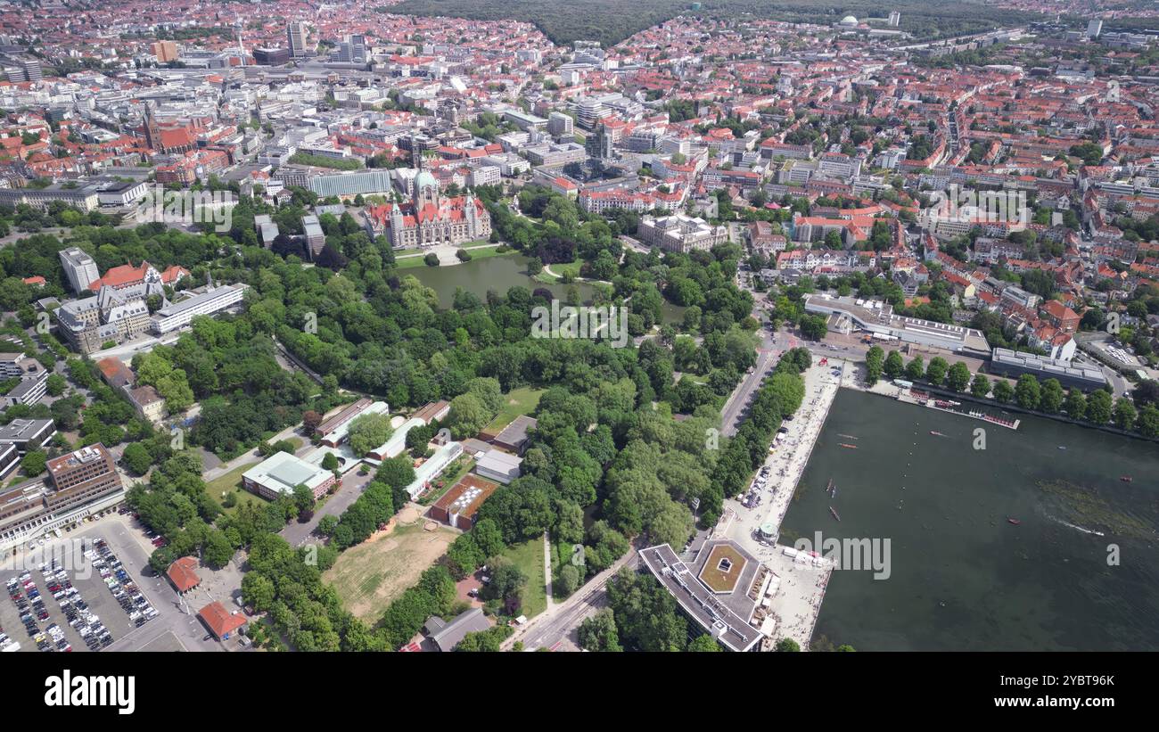 Panoramic view of Hanover, Germany. A birds eye view of the city Stock Photo