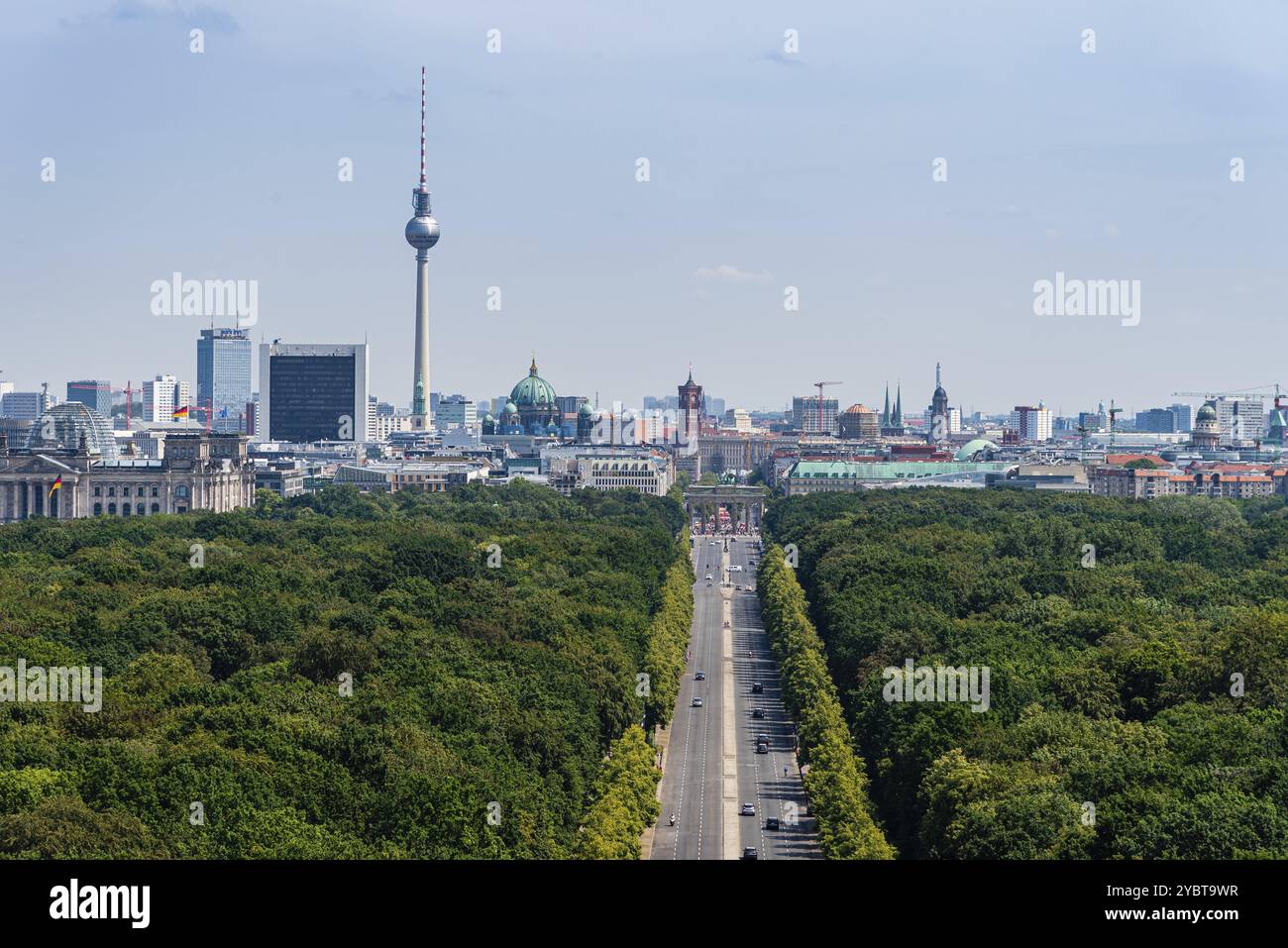 Berlin, Germany, July 28, 2019: Aerial view of Tiergarten Park and main ...