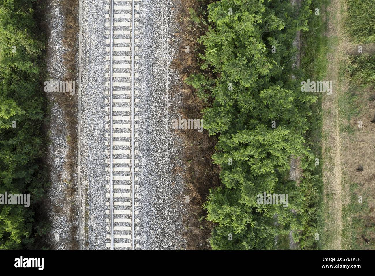 Aerial photographic documentation of the train track layout Stock Photo