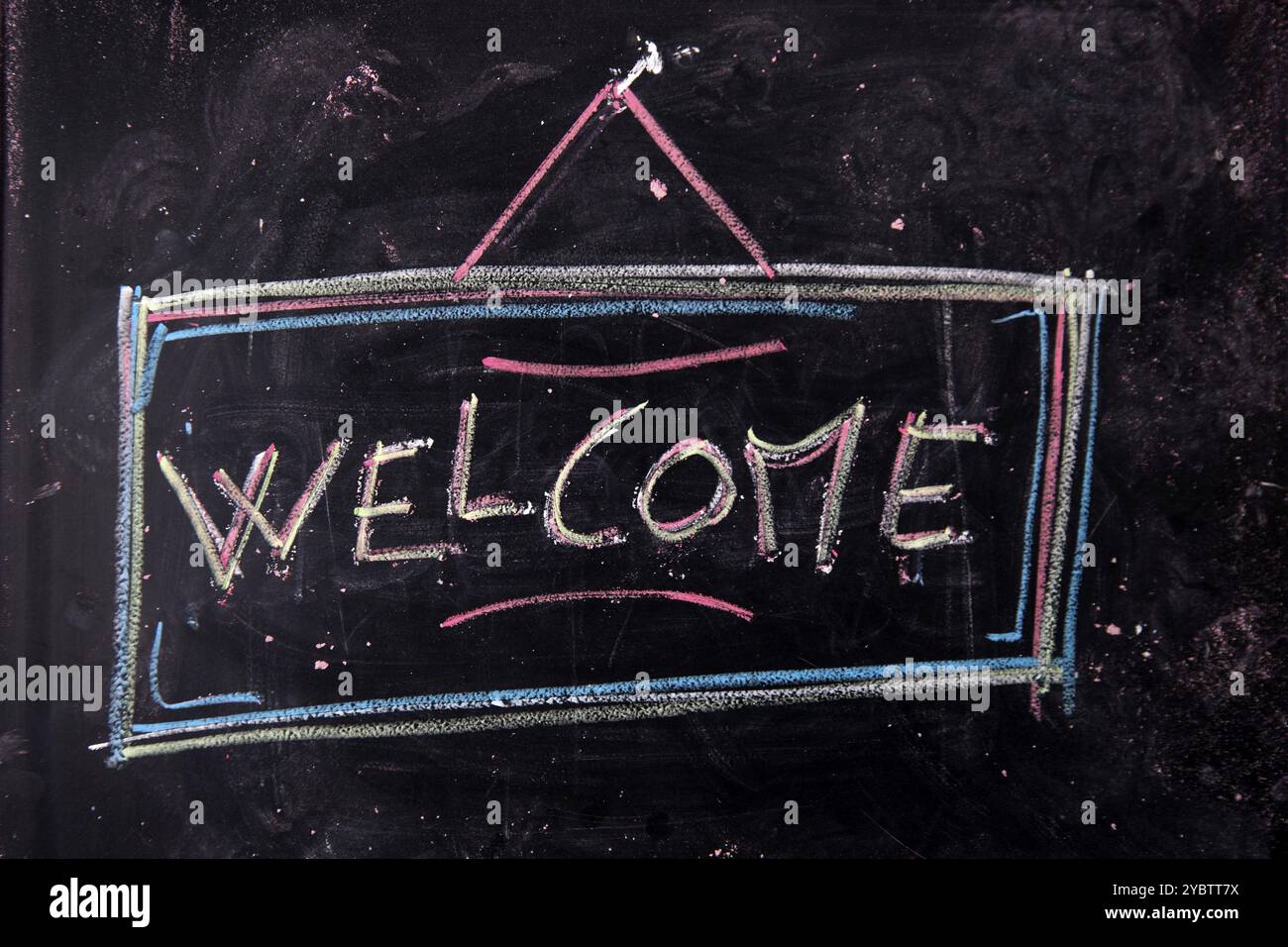 Welcome Written On Computer Graphical representation of the writing, welcome, written with chalk on ...