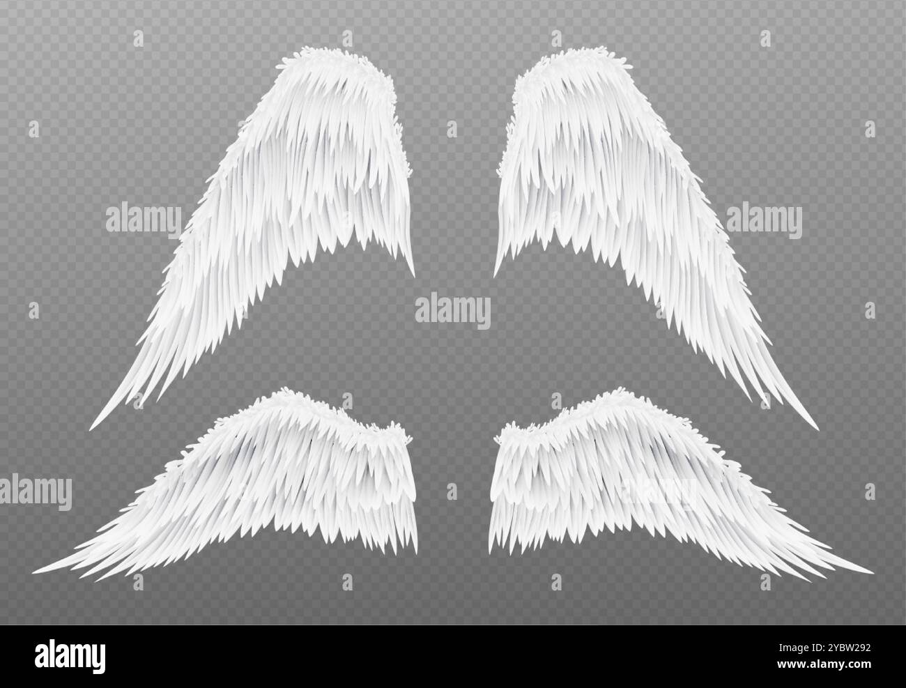 White angel wings set isolated on transparent background. Vector ...