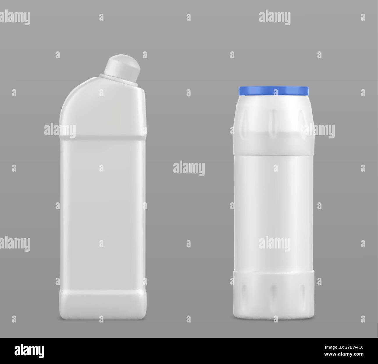 White blank plastic detergent bottle mockup for liquid gel and powder ...