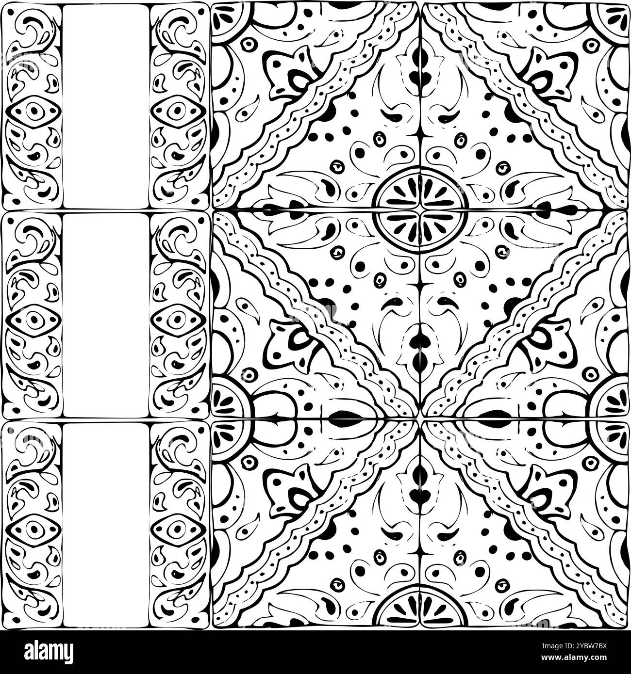 Mexican azulejo Arabic Mediterranean Moroccan mosaic motif, wall floor ...