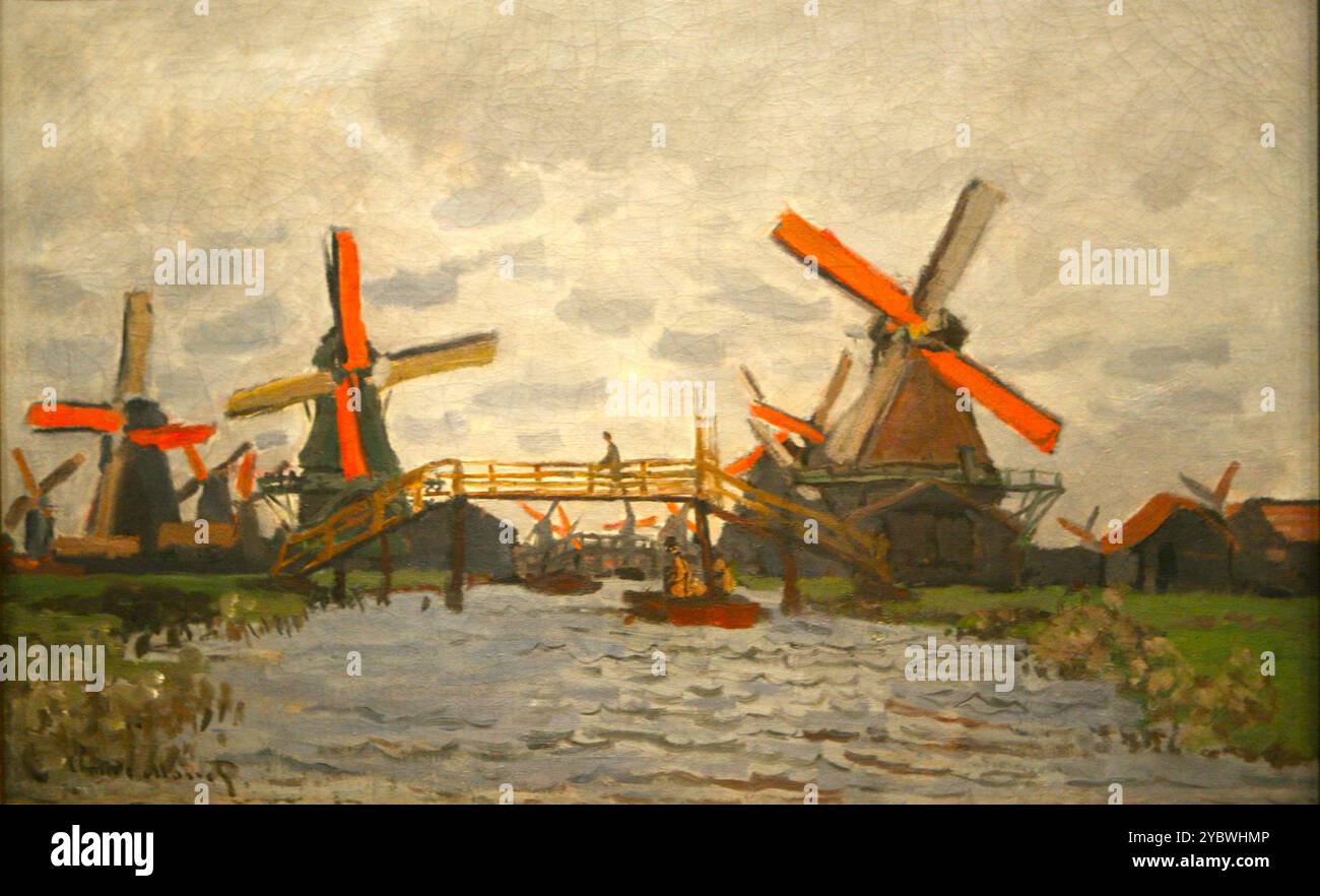 Windmills near Zaandam 1871 Claude Monet Stock Photo - Alamy
