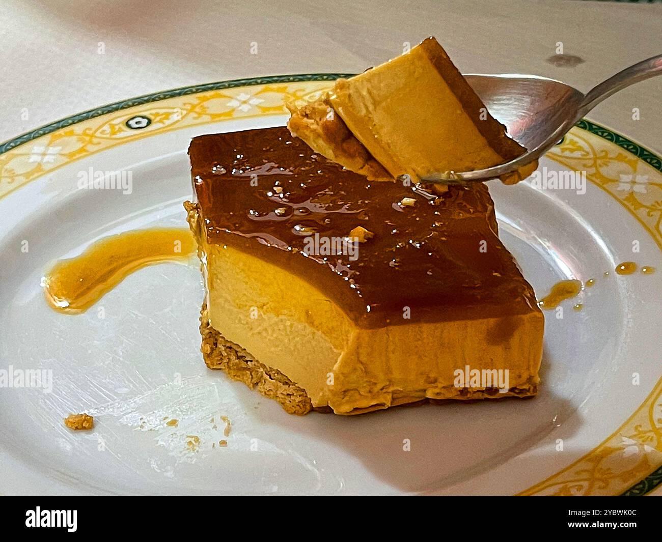 Eating cheese cake. - Smartphone Captured Stock Image