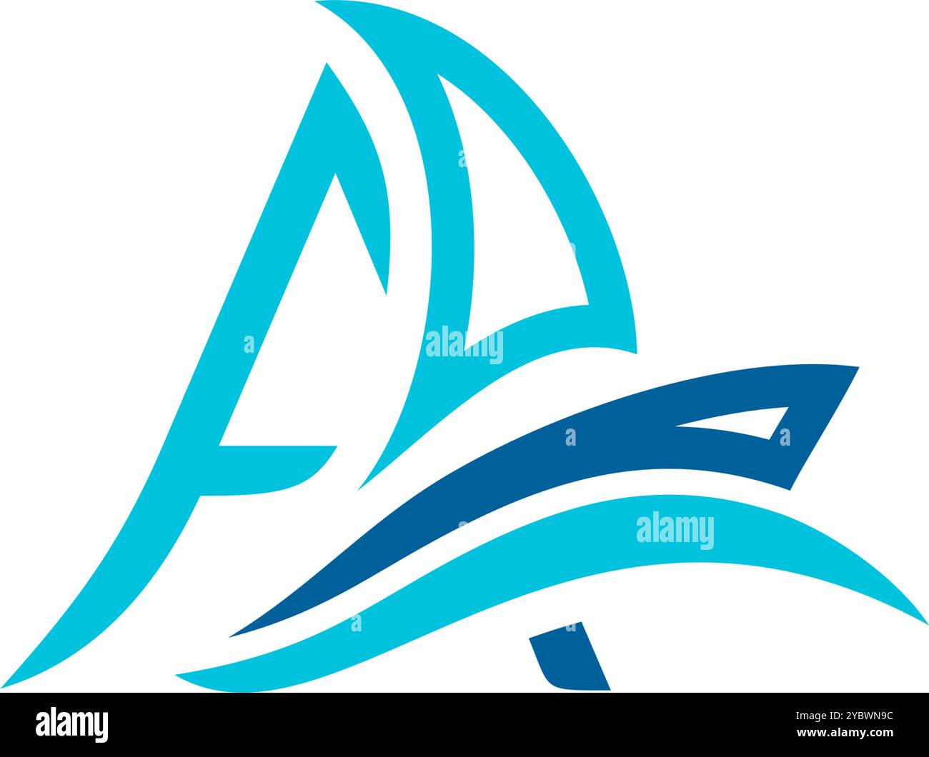 vector logo combination of sailing ship or boat with letters, initials ...