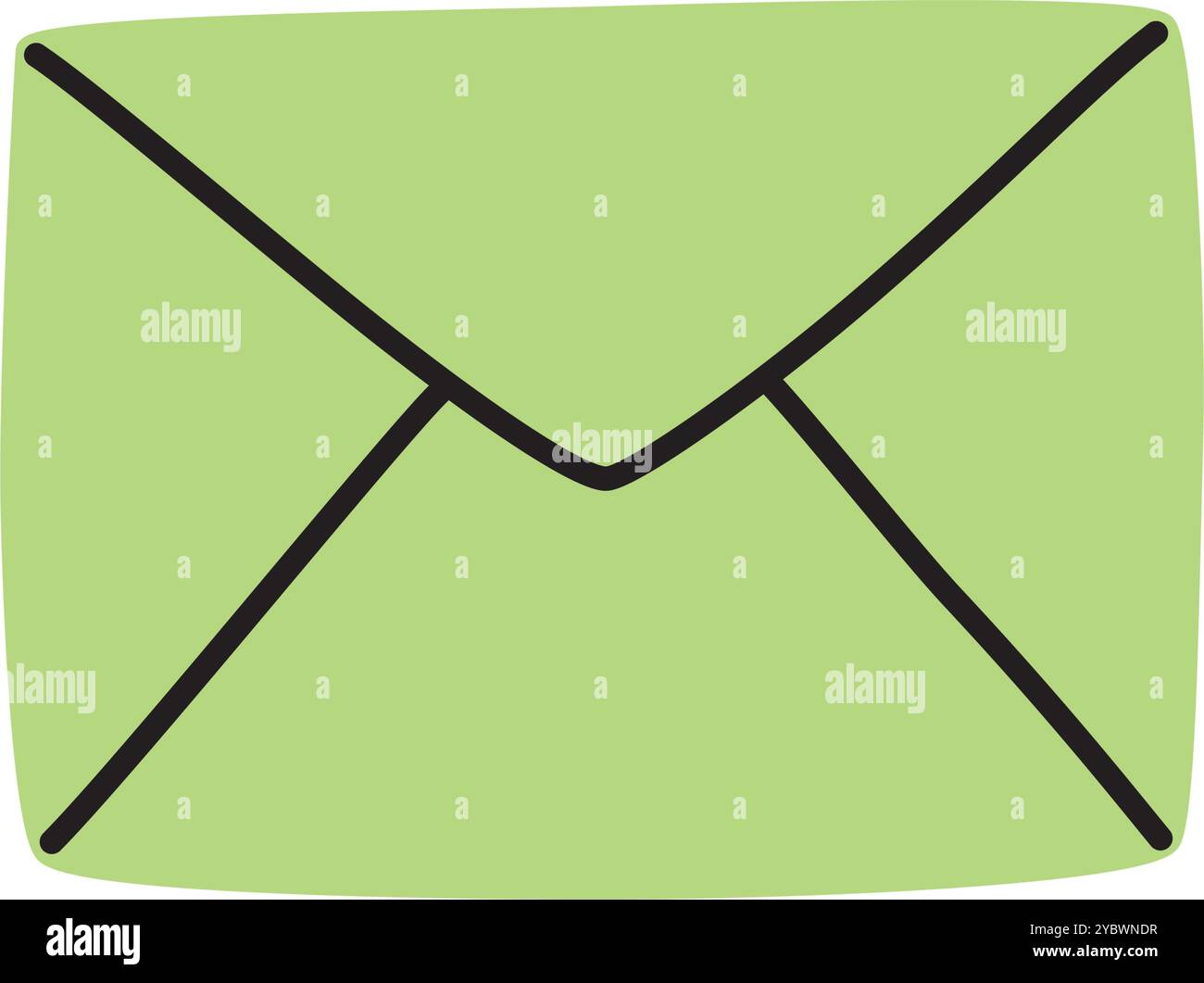 Doodle letter envelope icon or logo, hand drawn with thin black line Stock Vector
