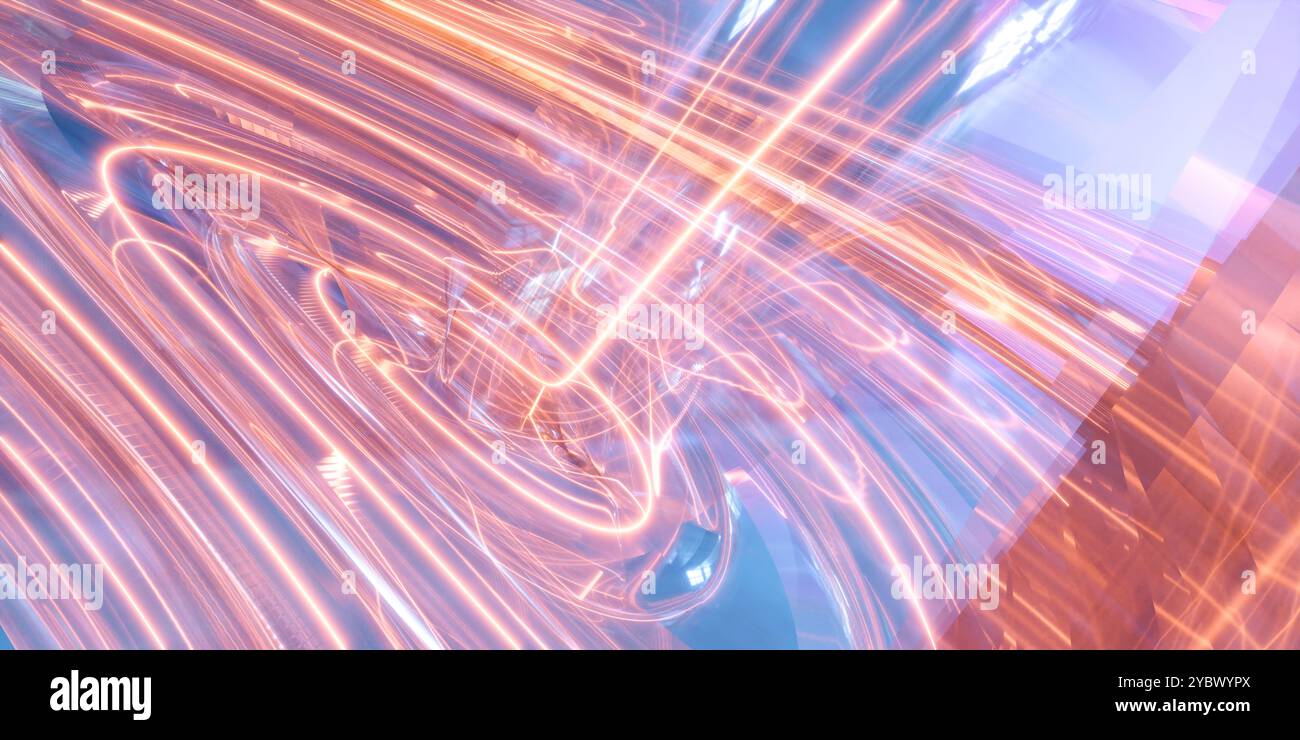 Abstract light trails in vibrant orange and blue colors Stock Photo - Alamy