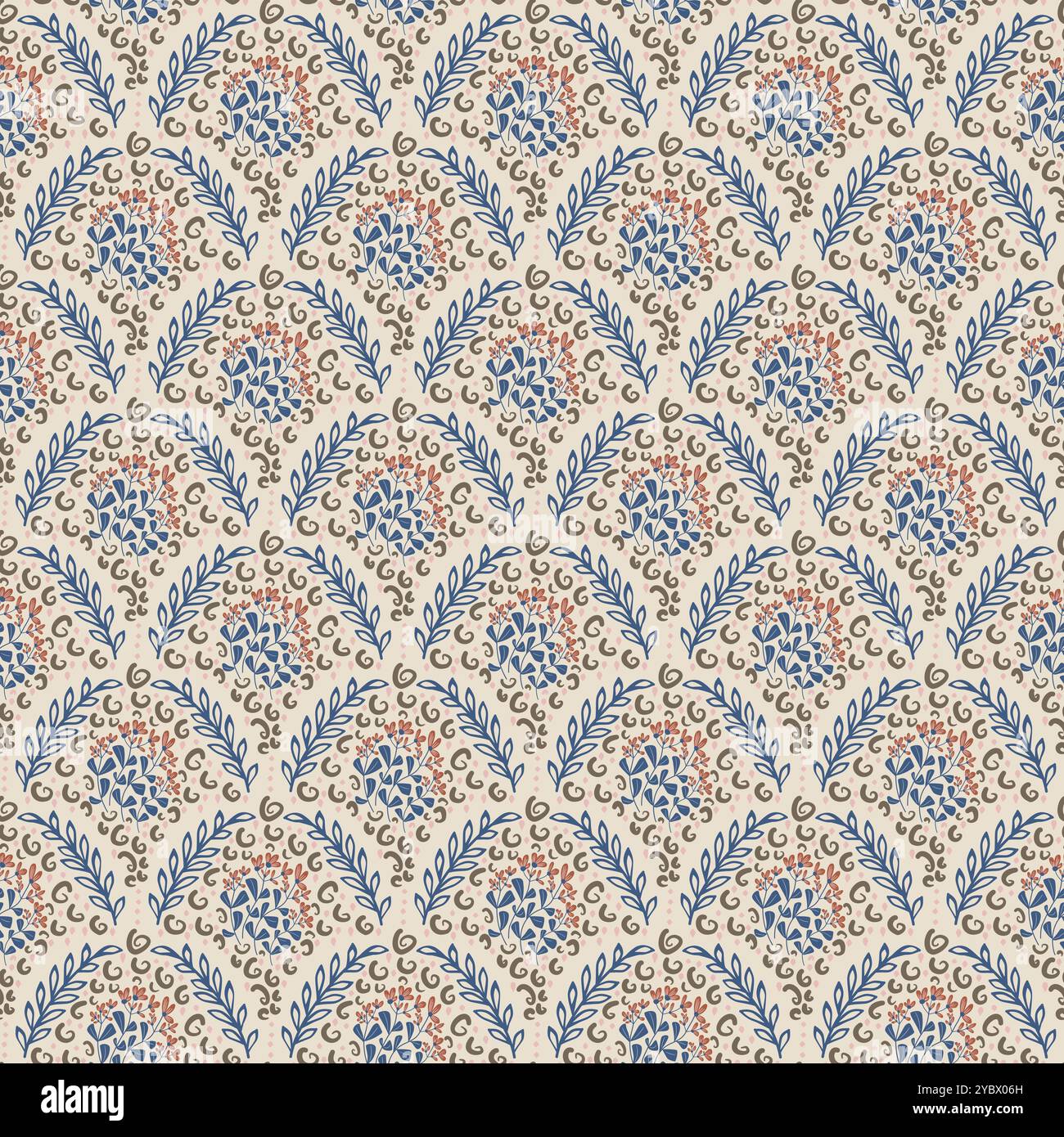 Flowers calm scallop seamless pattern. Floral endless background ...