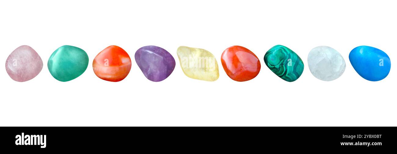 Various Gemstones isolated on white background Stock Photo