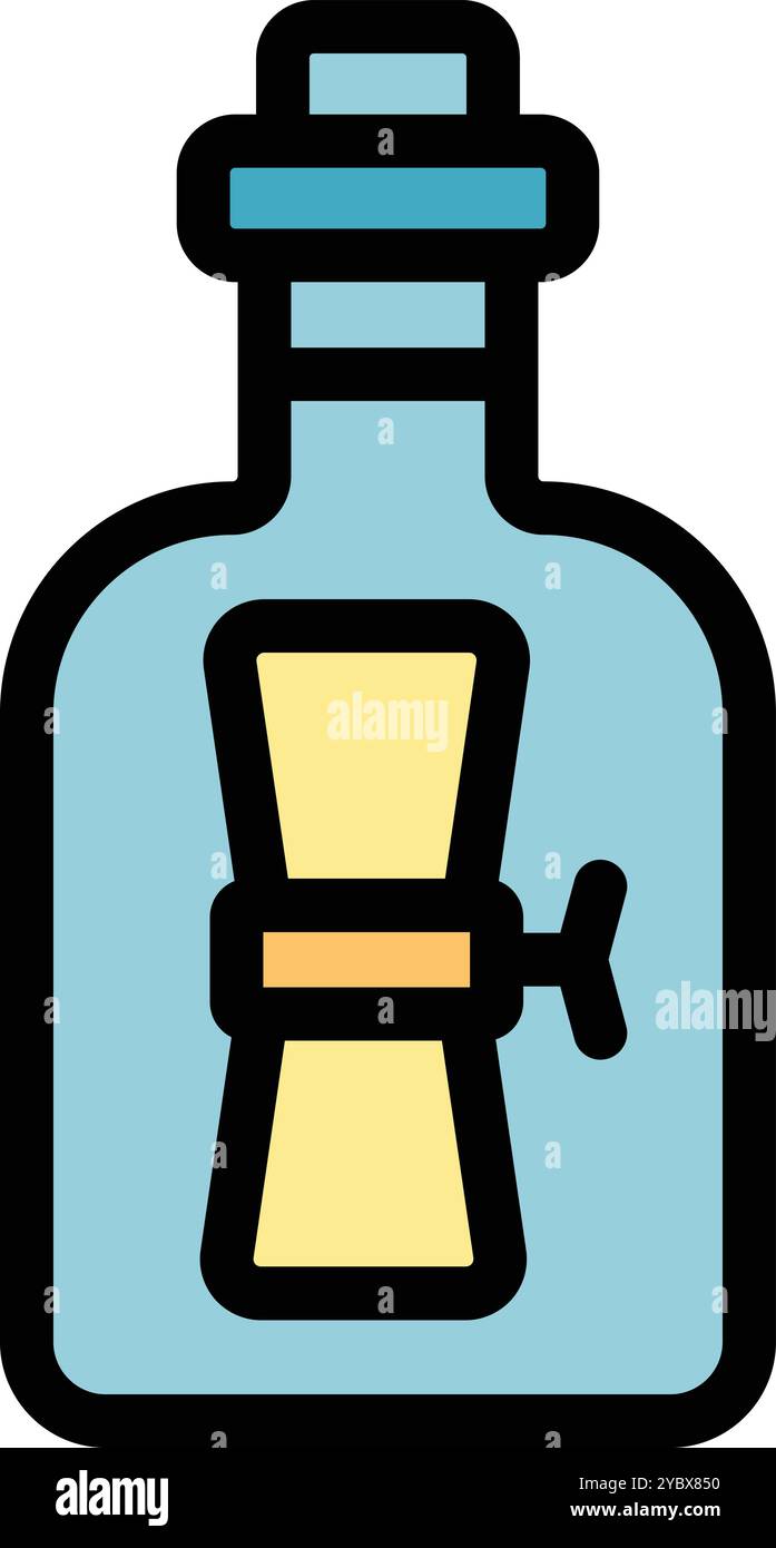 Illustration of a message in a bottle, waiting to be discovered Stock