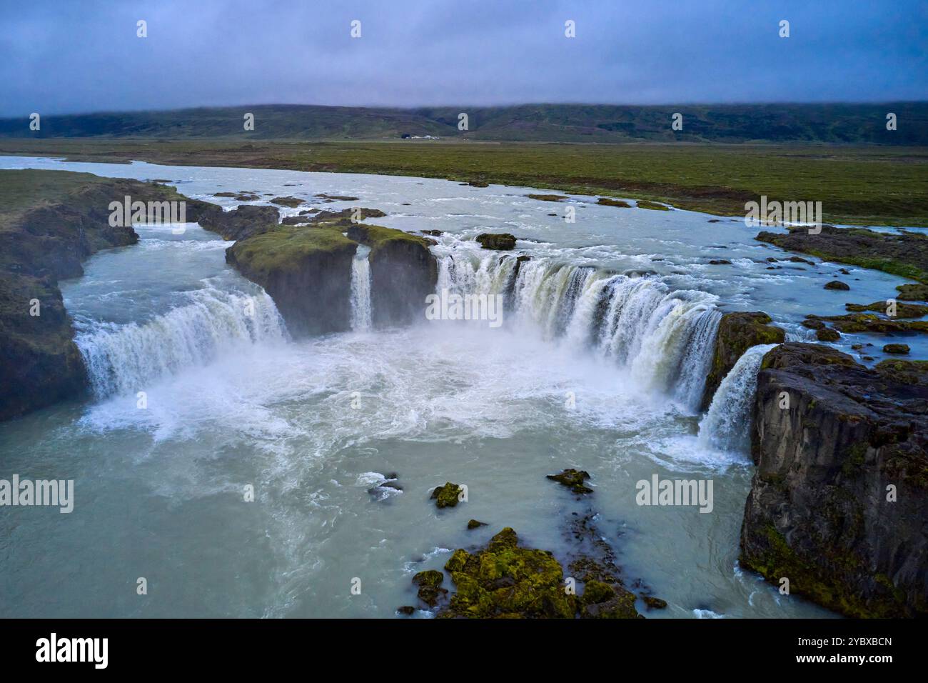 Iceland, Nordurland Eystra region, Aerial  View of Godafoss waterfall Stock Photo